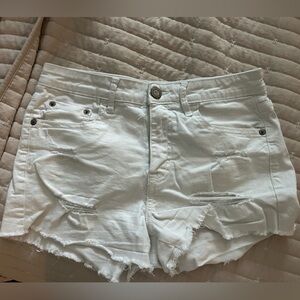Aeropostale White Jean Shorts Distressed Design